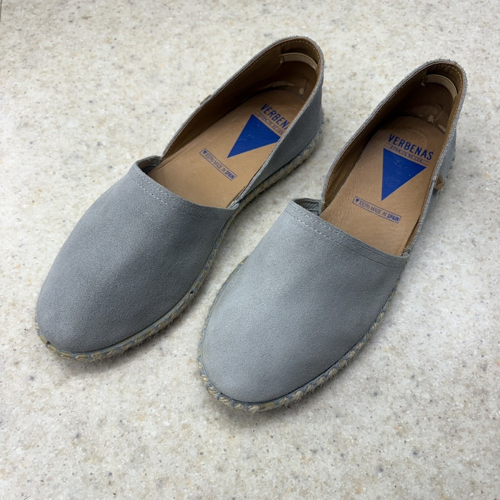 Verbenas Leather Suede Espadrille Flats Slip On Shoes Women's 9 Gray Carmen